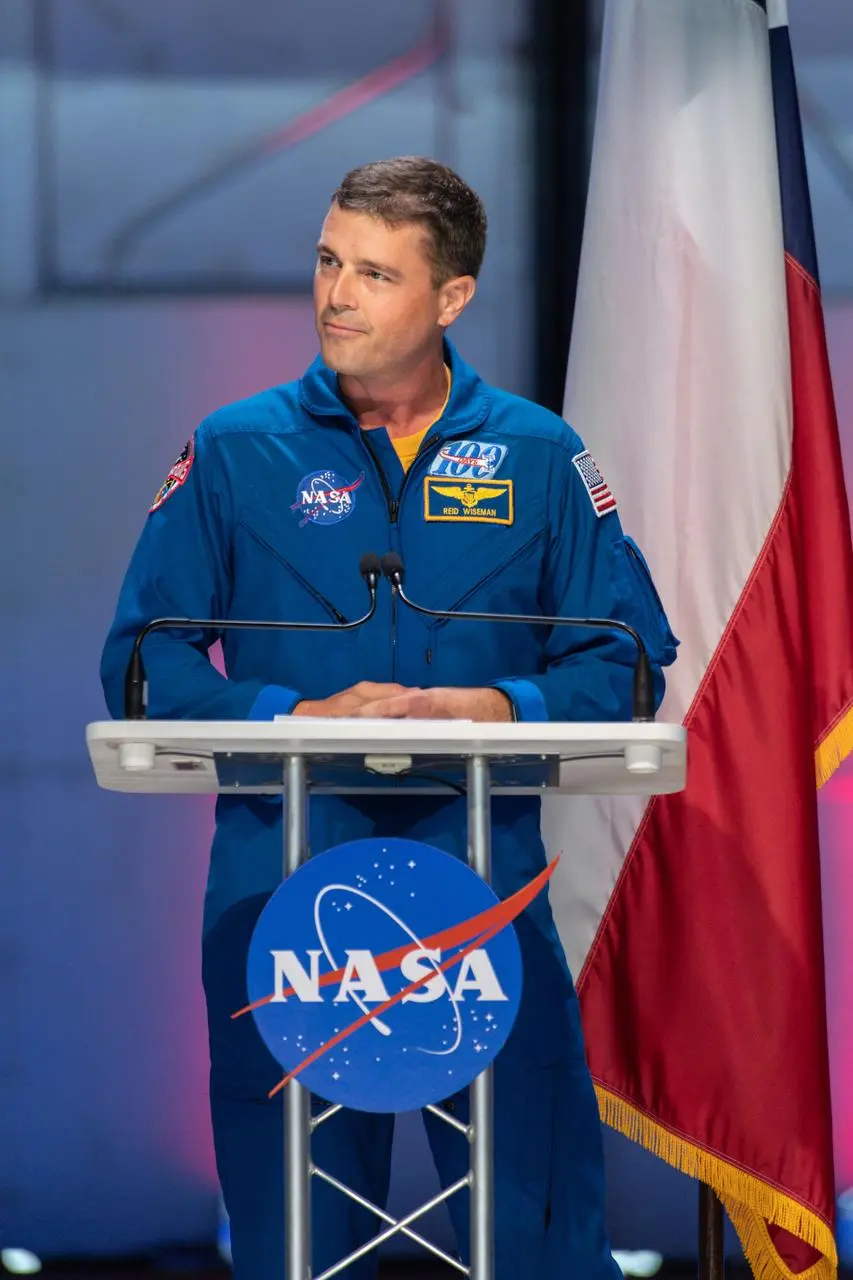 NASA astronaut Reid Wiseman wearing Artemis mission spacesuit